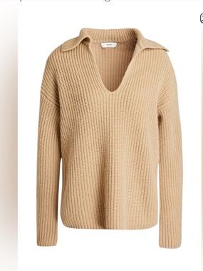 Vince tan wool and cashmere v neck collared sweater XXL